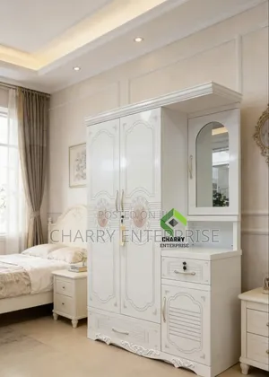 Modern Metal Wardrobe With Mirror 3 Doors Kabati La Nguo La Chuma