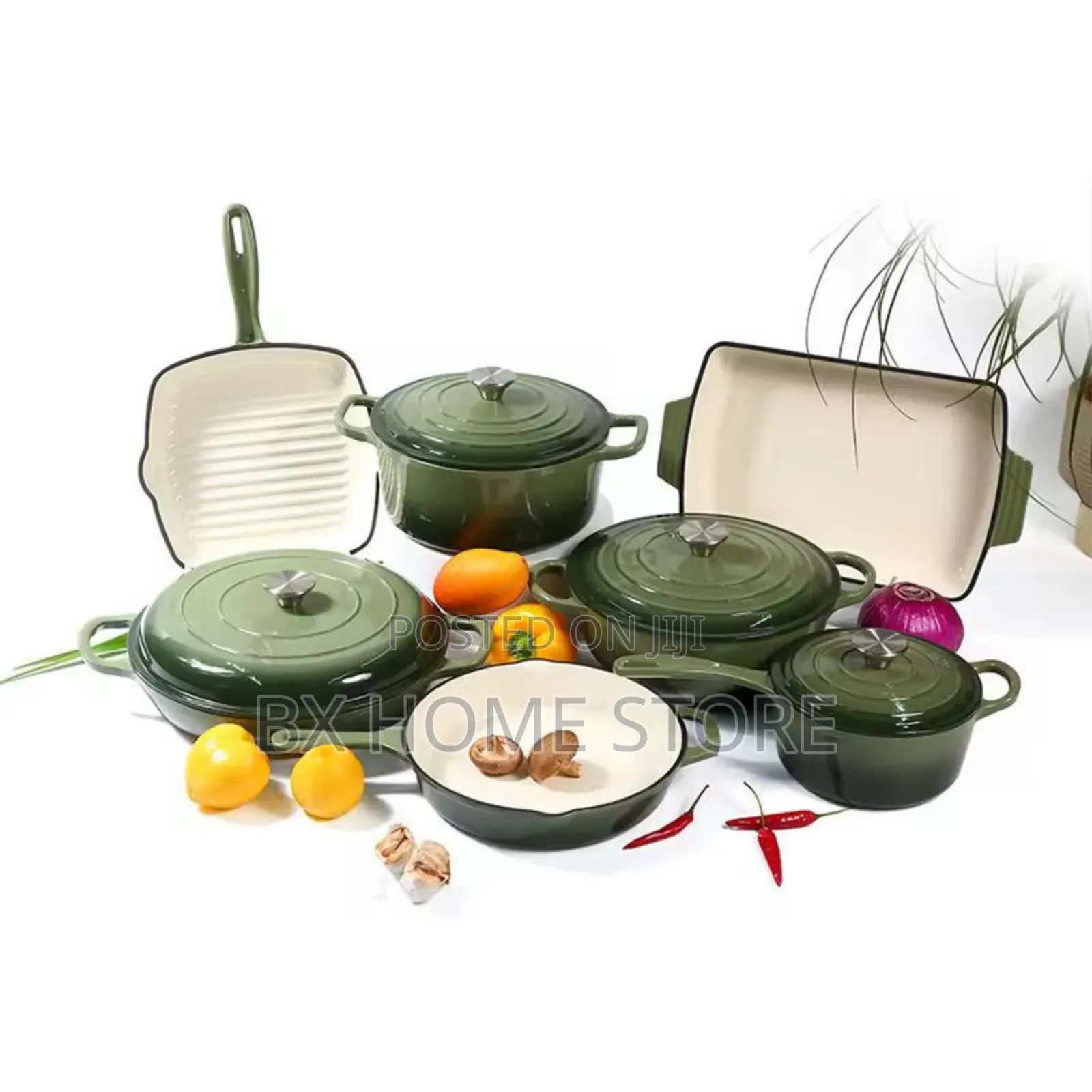 Enamelled Cast Iron Cookware Set (11-Pcs)