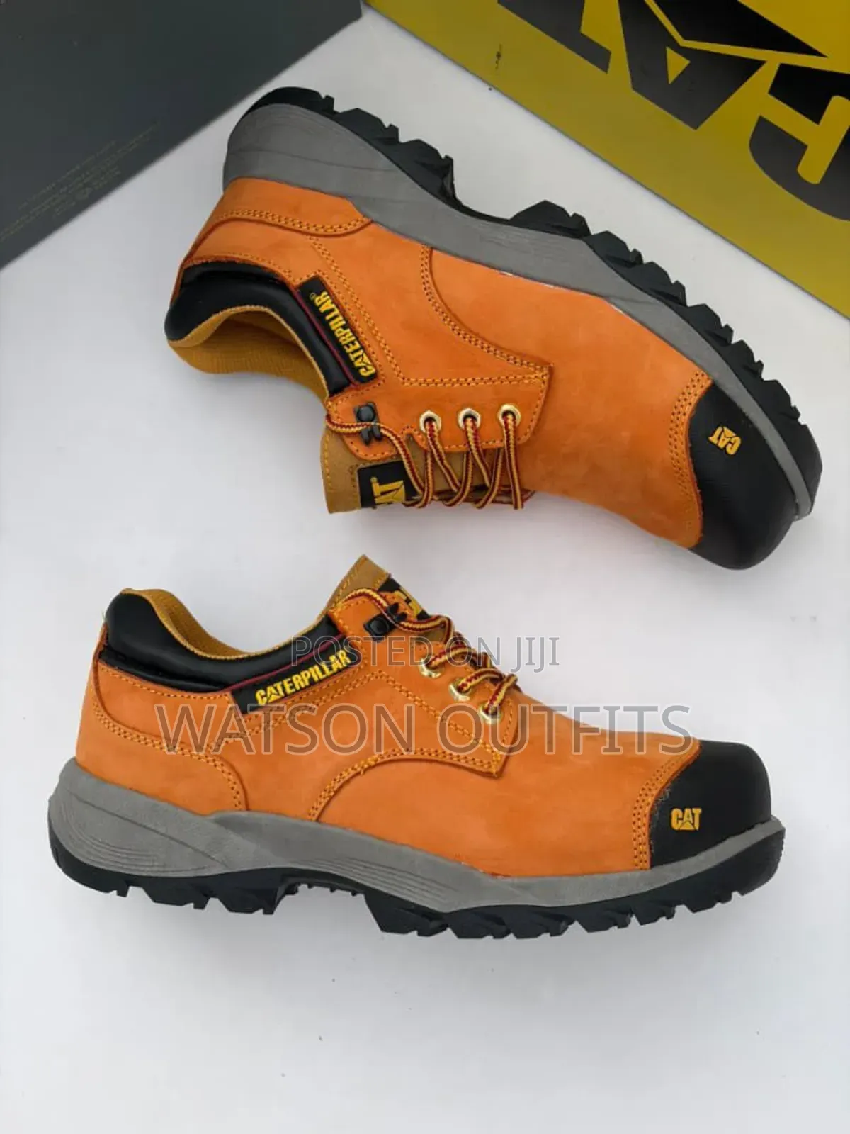 Cat Brand Men's Leather Shoes Original Metal Steel on Toes
