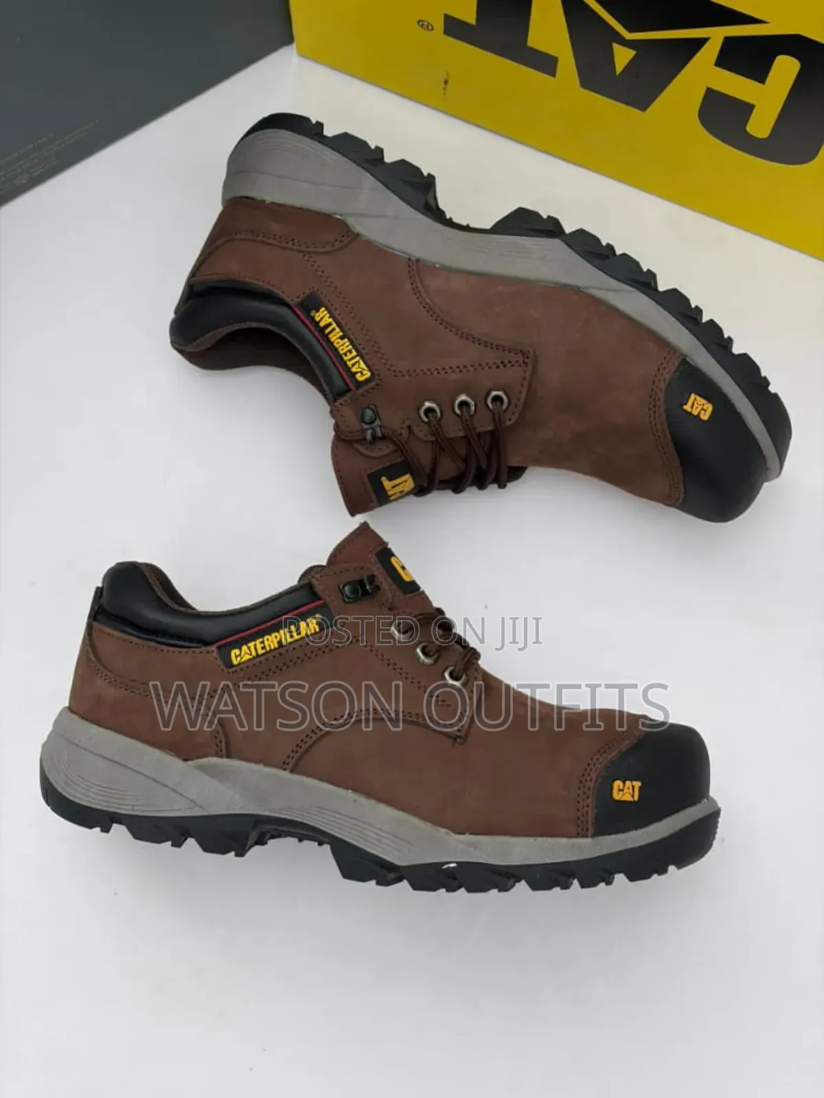 Cat Brand Men's Leather Shoes Original Metal Steel on Toes
