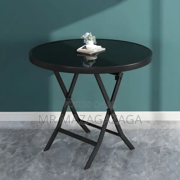 Glass Top Black Foldable Table