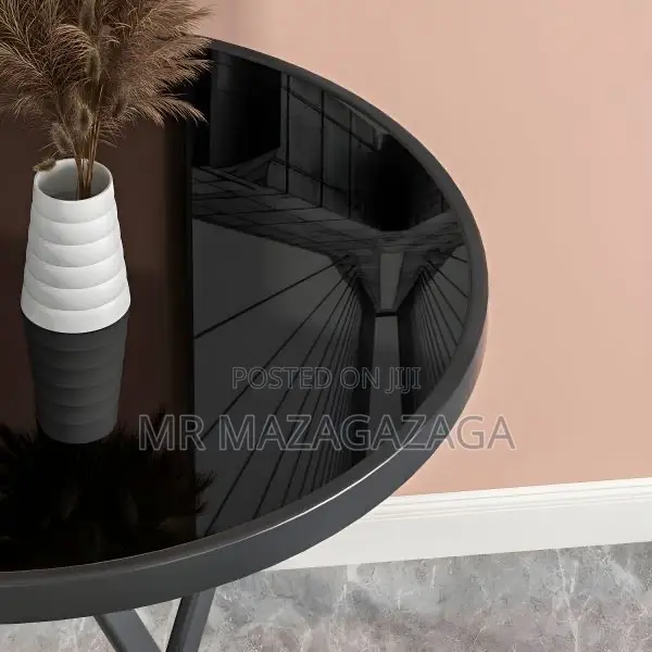 Glass Top Black Foldable Table
