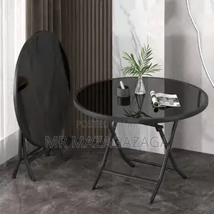 Glass Top Black Foldable Table