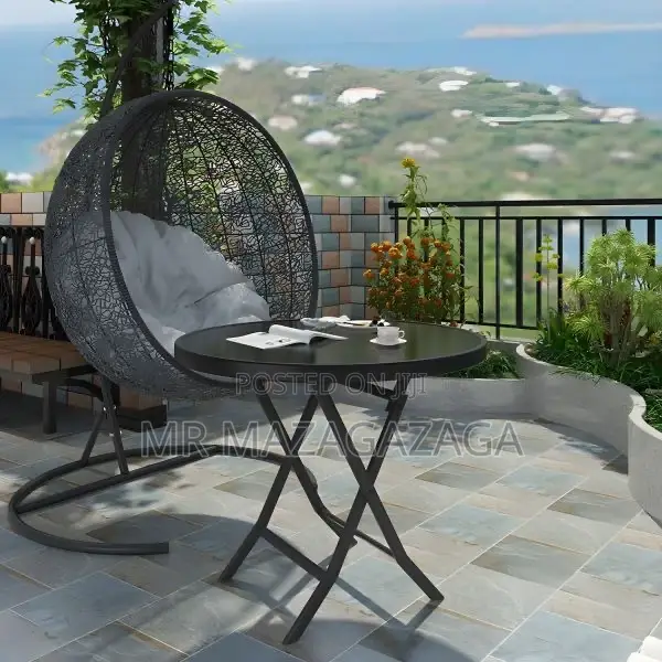 Glass Top Black Foldable Table