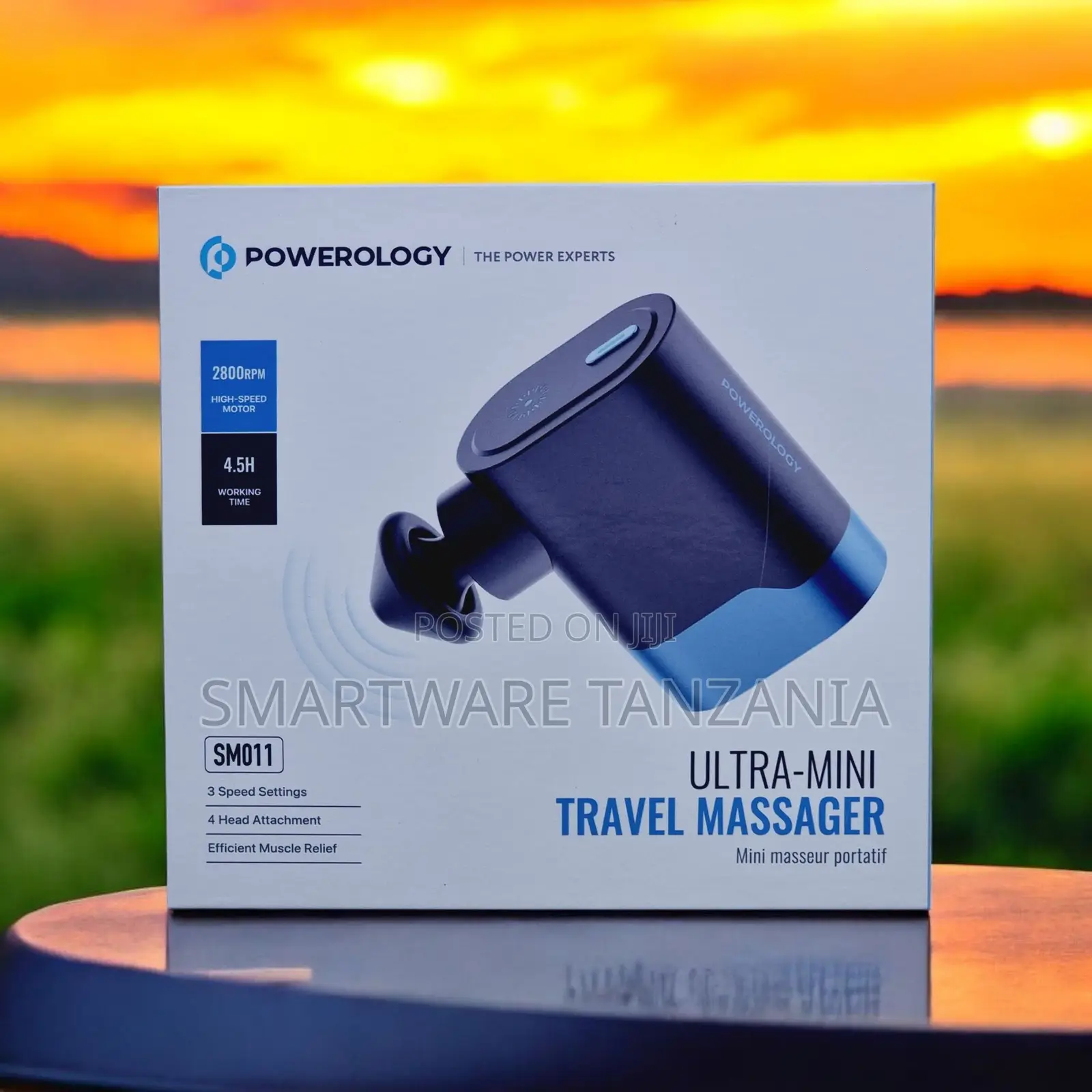 Powerology Ultra-mini Travel Massager Sm011 2800rpm 4 Head Attachments