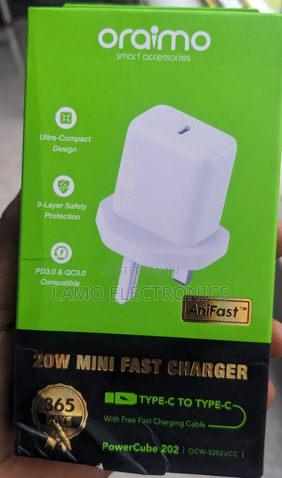 Oraimo Powercube 202 Ocw-5202ucc Type-C to Type-C 20w Fast Charger