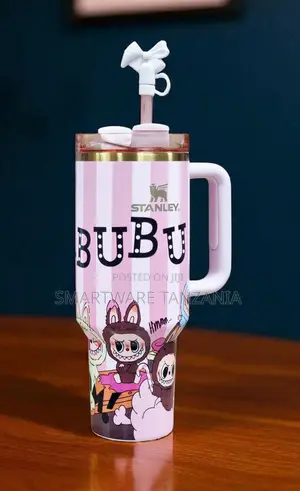 Stanley X Bubu Quencher H2.0 40oz Pink Stripe Cute Character Tumbler
