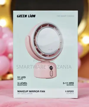 Green Lion Makeup Mirror Fan 51 Led 5 Speed 90° Oscillation Pink