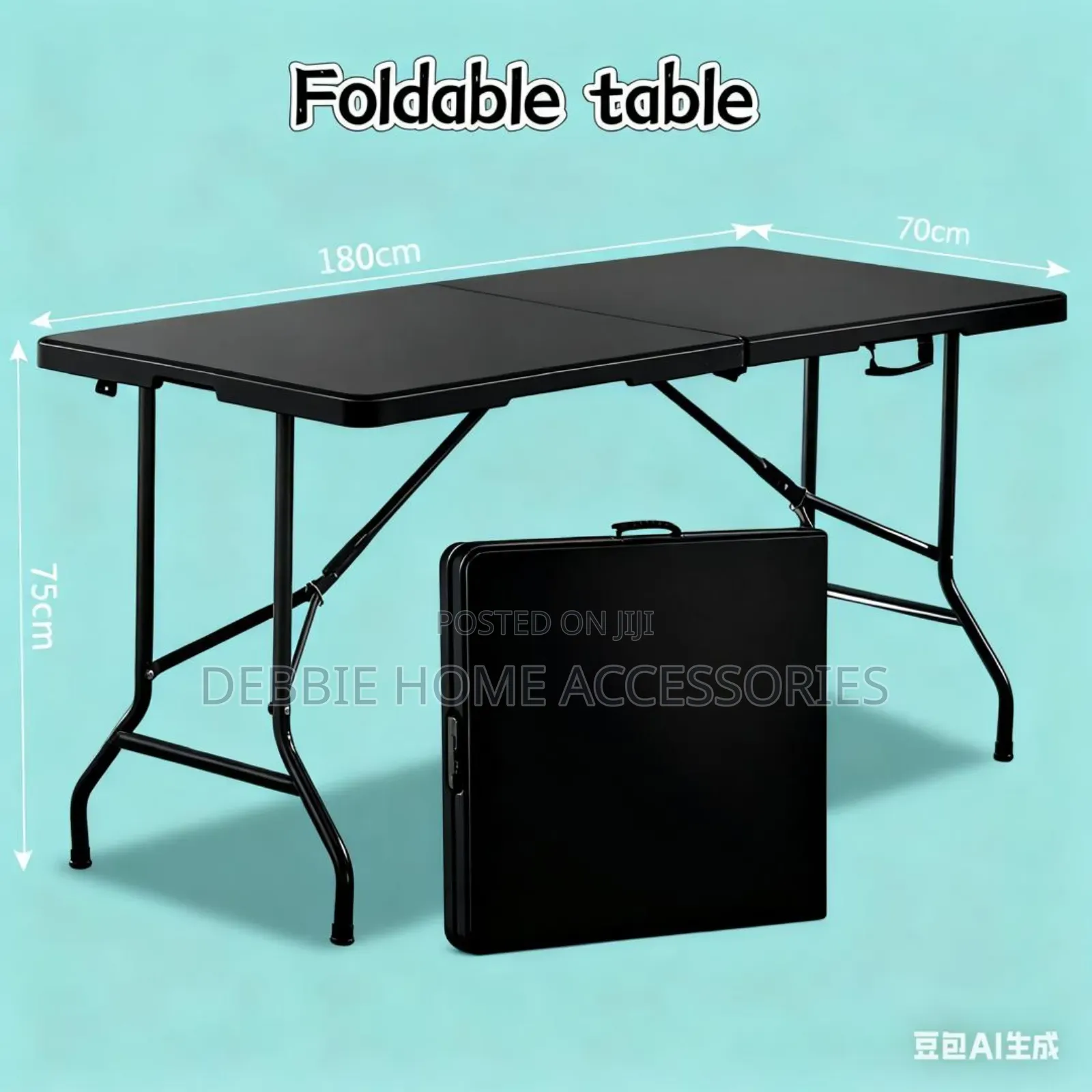 Black/White Foldable Rectangular Table