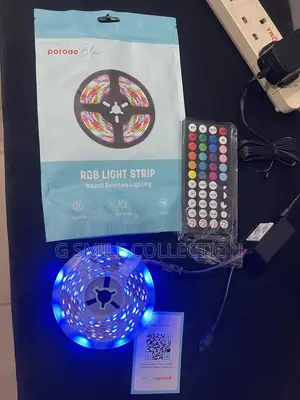 Porodo Blue 16.4 Ft Sound Reactive Rgb Strip Light With 44 Key Remote