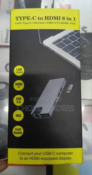 8-in-1 Type-C Multiport Adapter Hub/Docking Station(Usb-C to Hdmi,Vga)