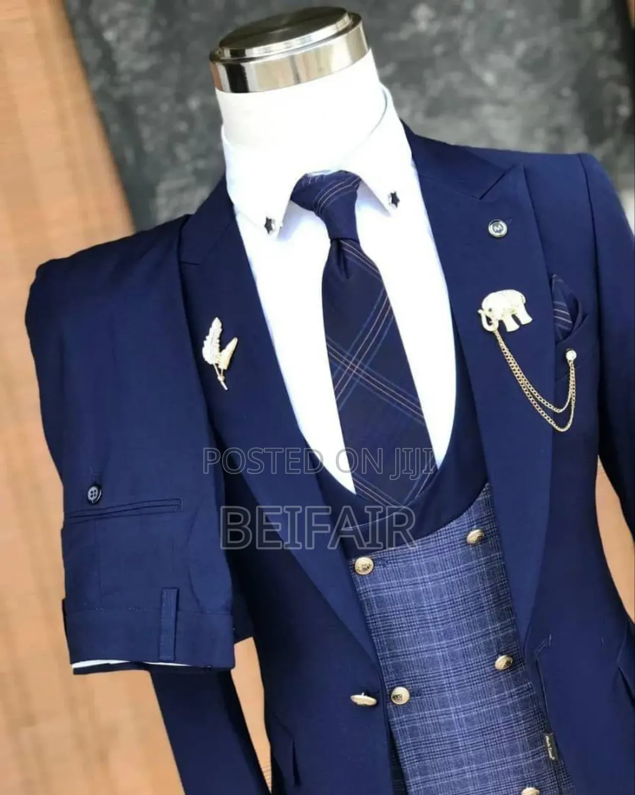 Dark Blue Draft Waist Coat Suit