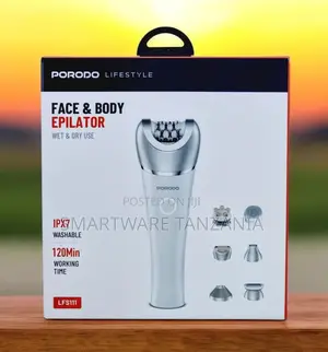 Porodo Face Body Epilator 6 Heads Ipx7 Waterproof 120 Min Lfs111