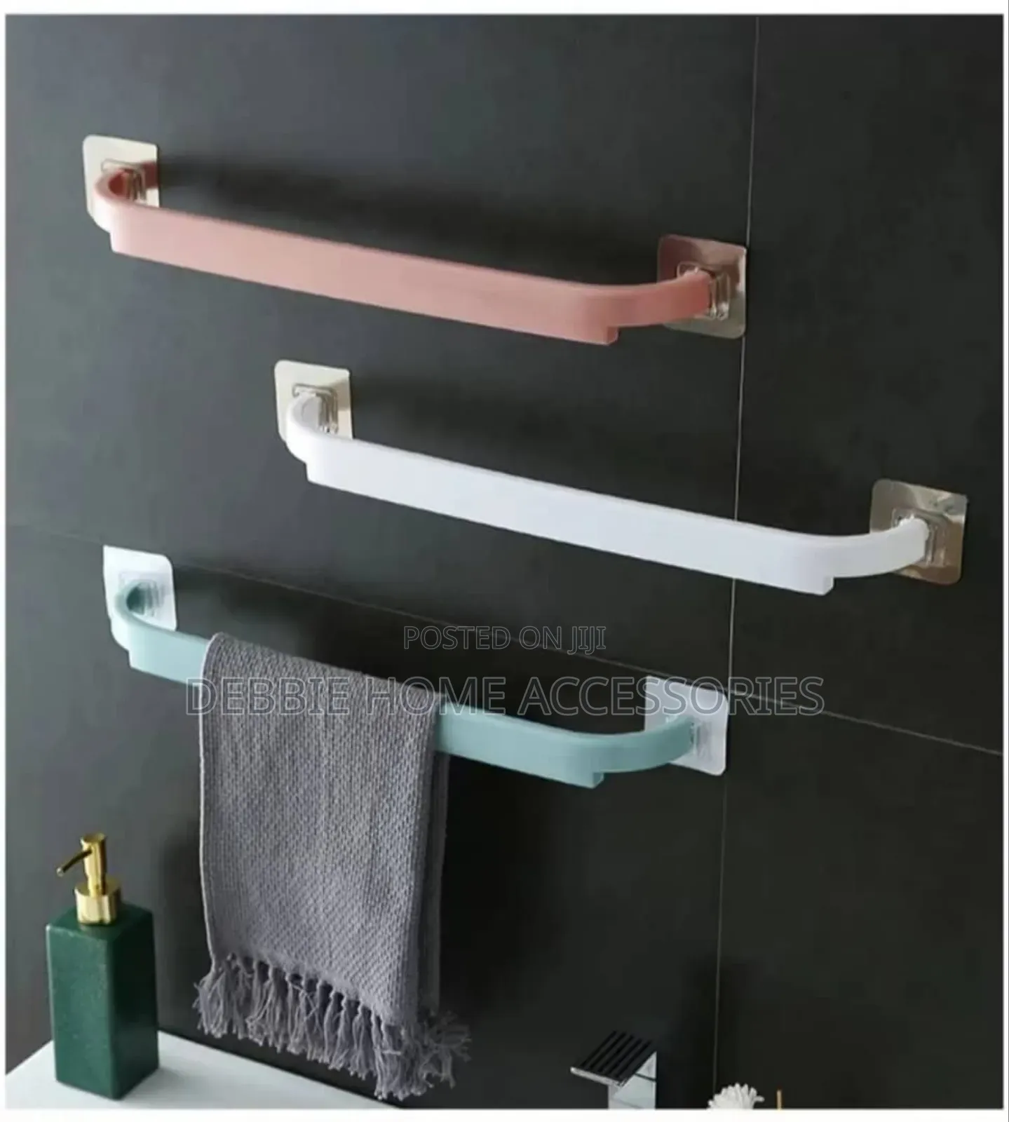 Self-Adhesive, Wall-Mounted Bathroom Towel Rack-3pcs