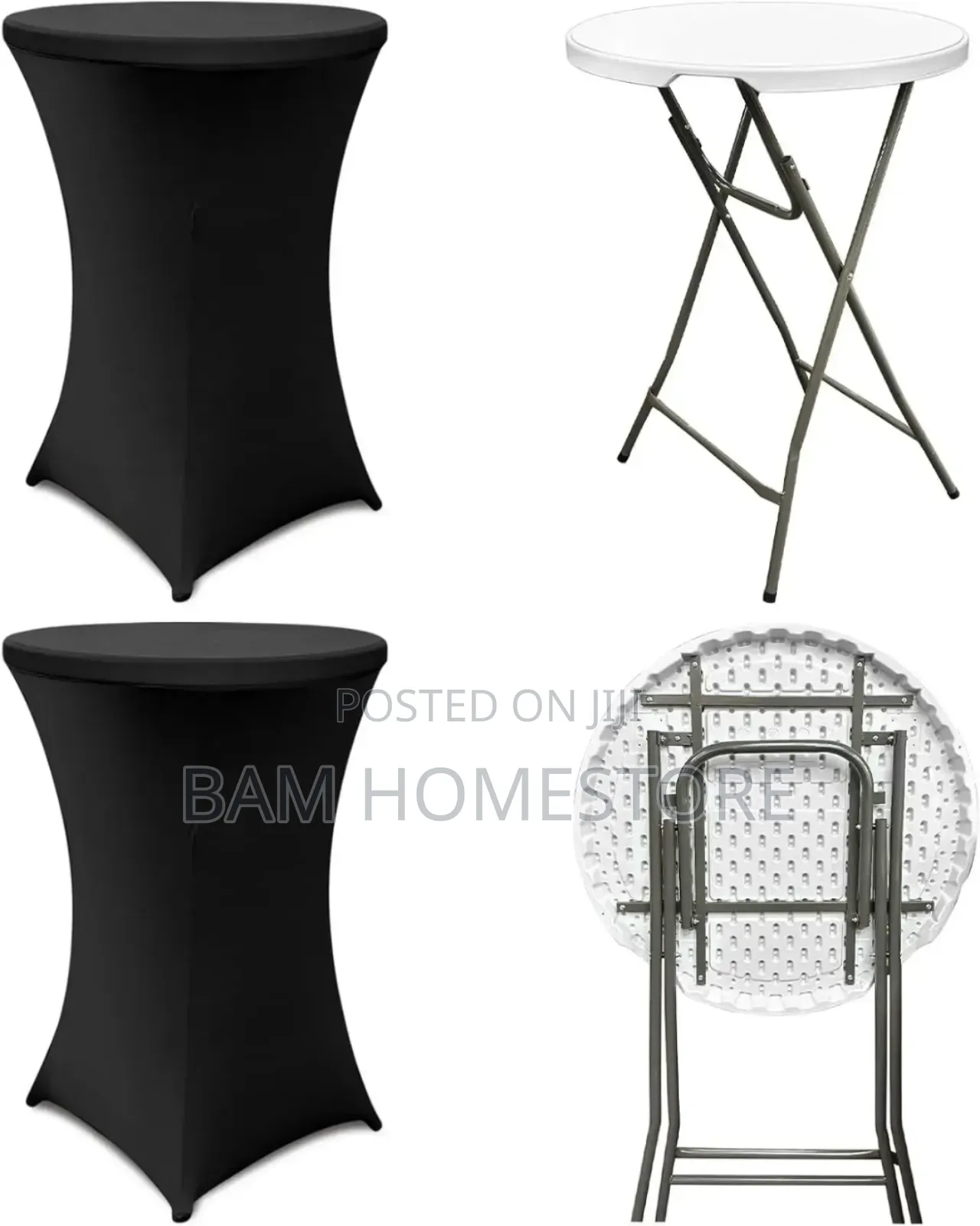 Portable Round Folding High Bar Cocktail Table for Events (80cm)