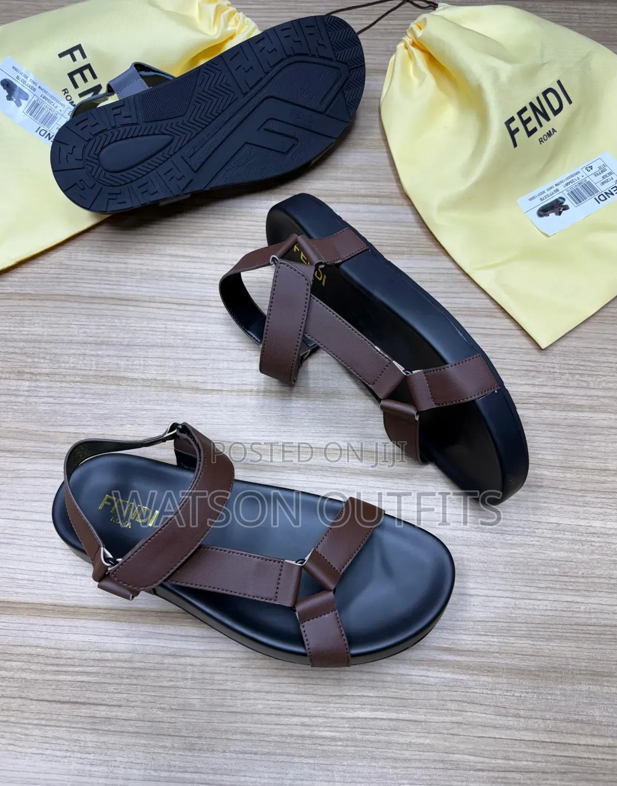 Hermes Paris and Fendi Brand New Men's Leather Sandals Original