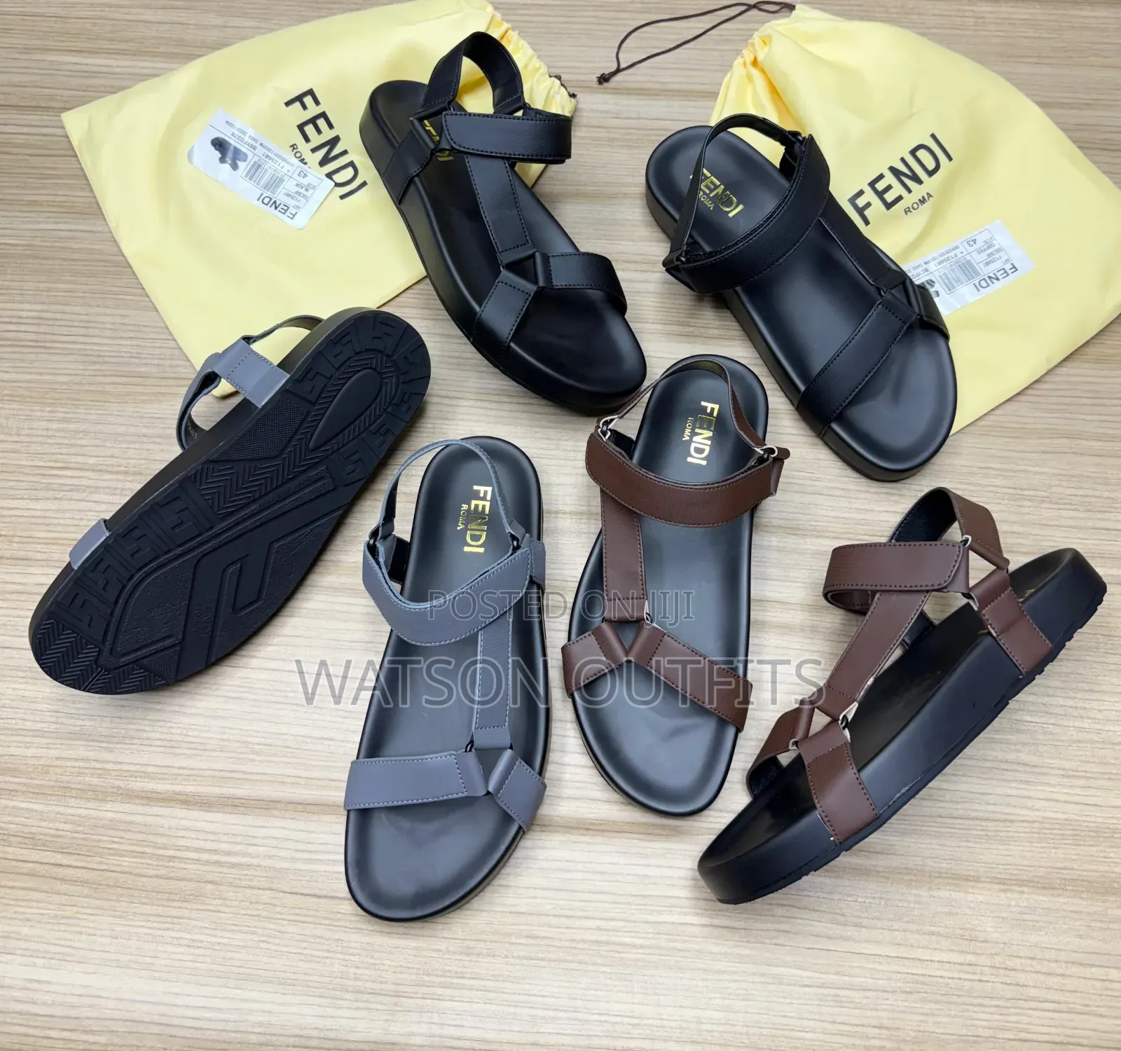 Hermes Paris and Fendi Brand New Men's Leather Sandals Original