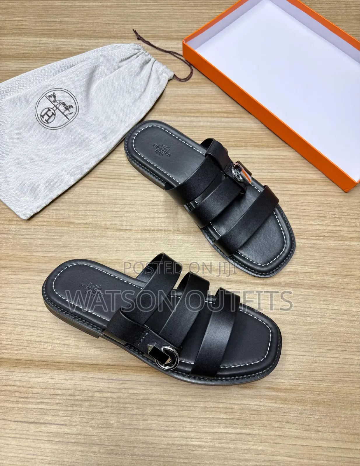 Hermes Paris and Fendi Brand New Men's Leather Sandals Original
