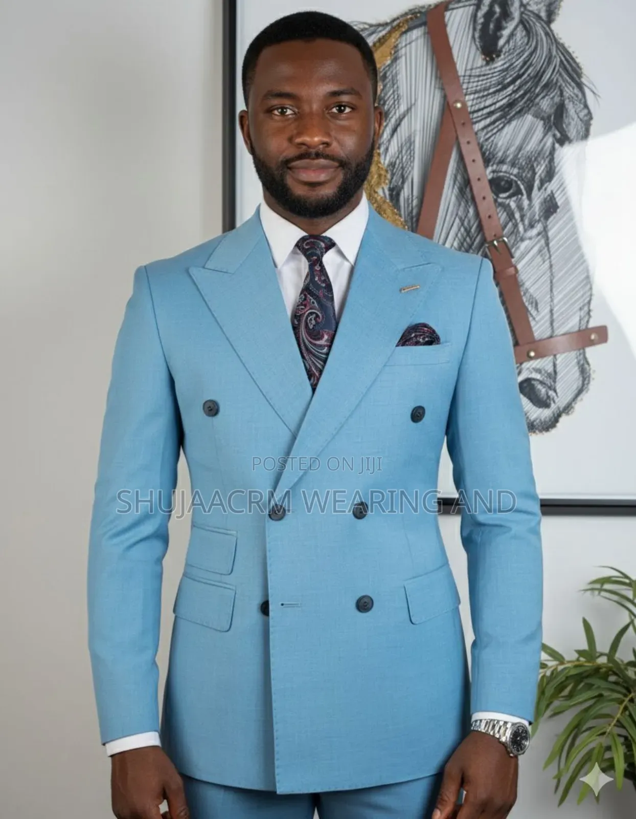 Light Blue Six Button Suits
