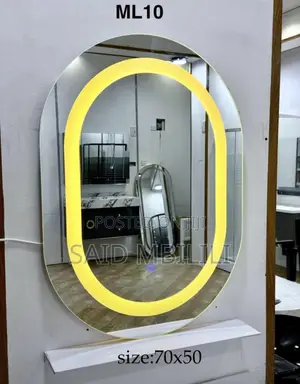 Tq Light Luxury Smart Bathroom Mirror Oval Aluminum Alloy Frame Wall