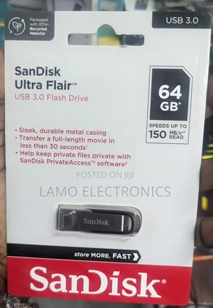 Sandisk Ultra Flair 64gb Usb 3.0 Flash Drive With Read Speed 150mbps