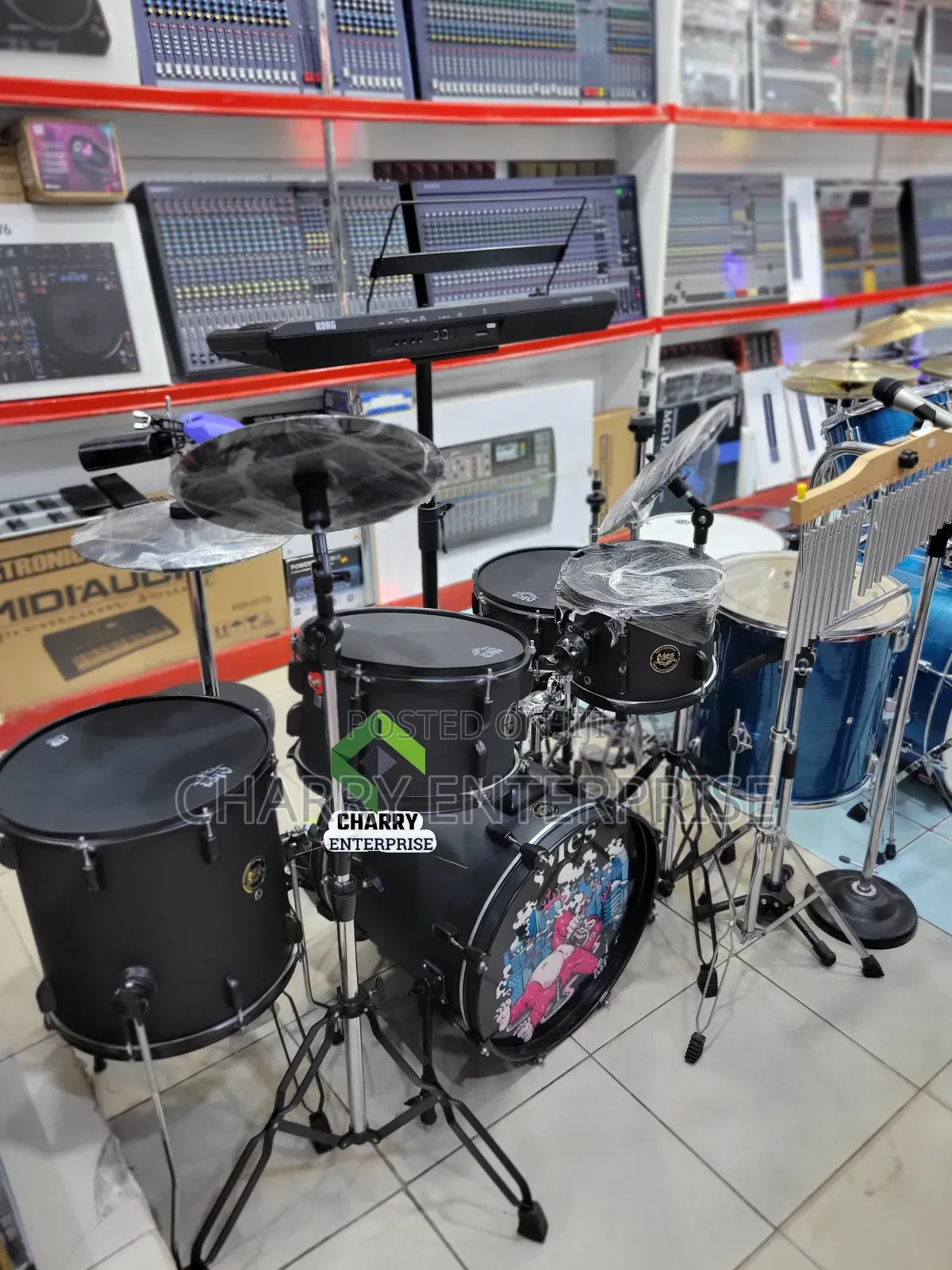 Mes Black Acoustic Design Electronic Drum Set Ya Umeme Heavy Duty