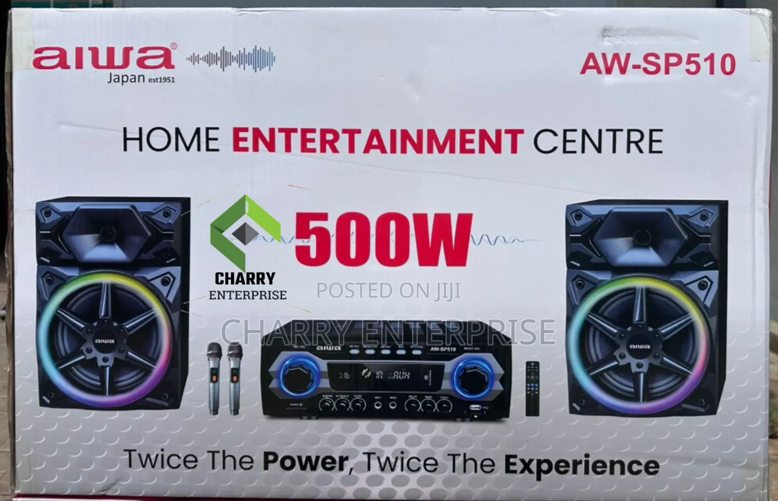 Aiwa Speaker System From Japan With Amplifier Equalizer Set 500w 2 Mic