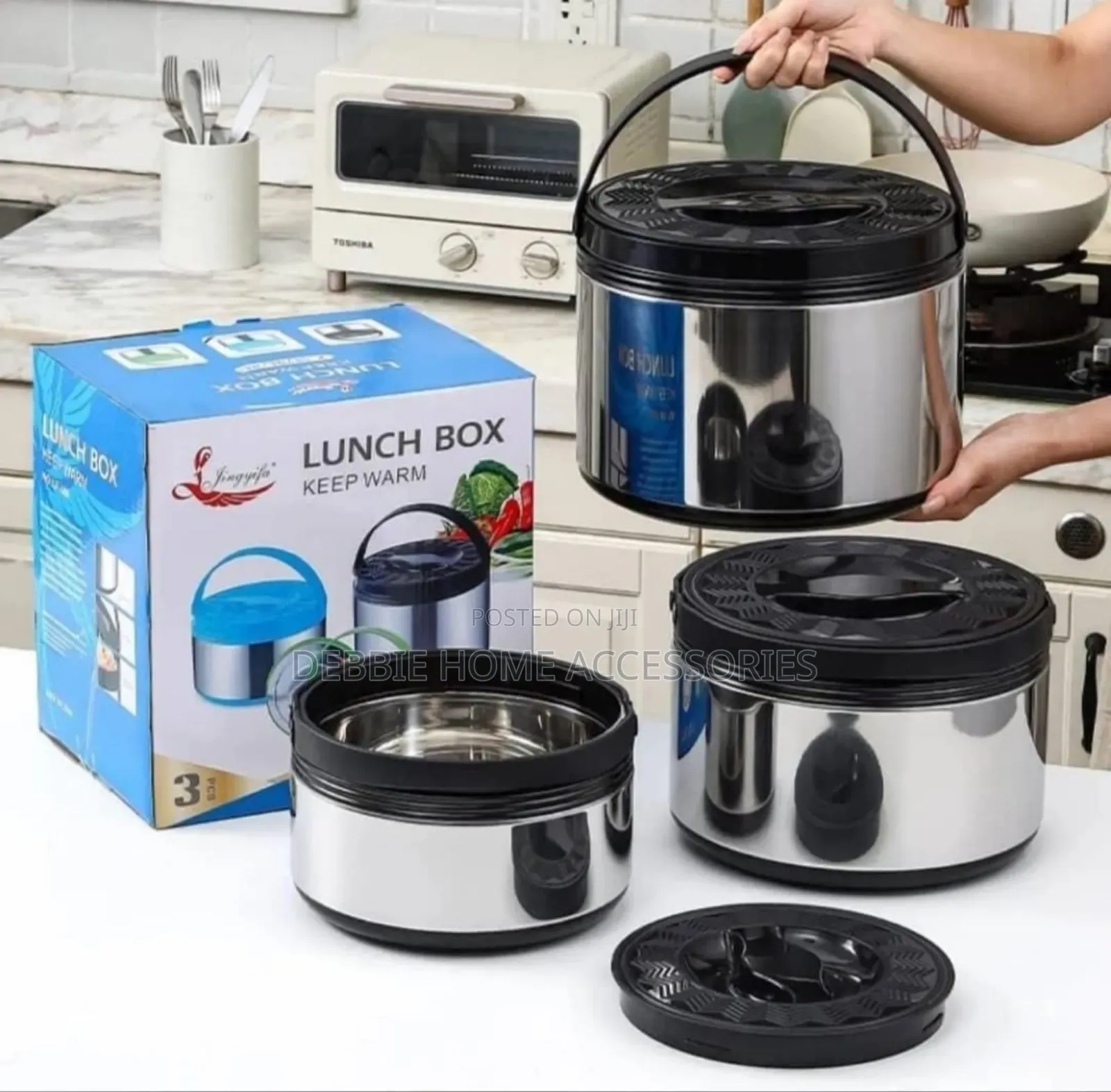 3-Piece Insulated Lunch Box Set(Stainless Steel)