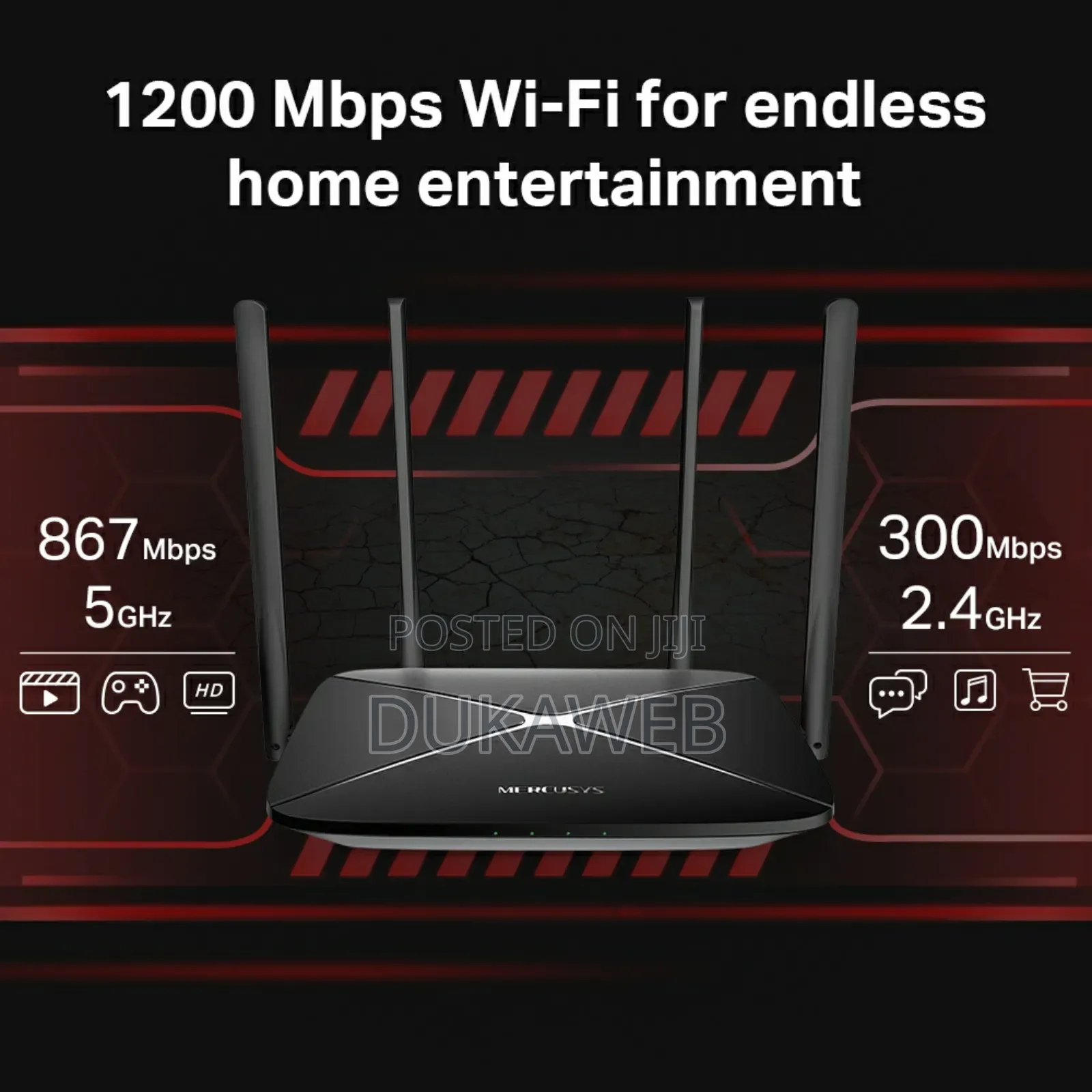 Mercusys Ac12g Gigabit Router – Dual-Band Ac1200/Ac1300 – 4 Antennas