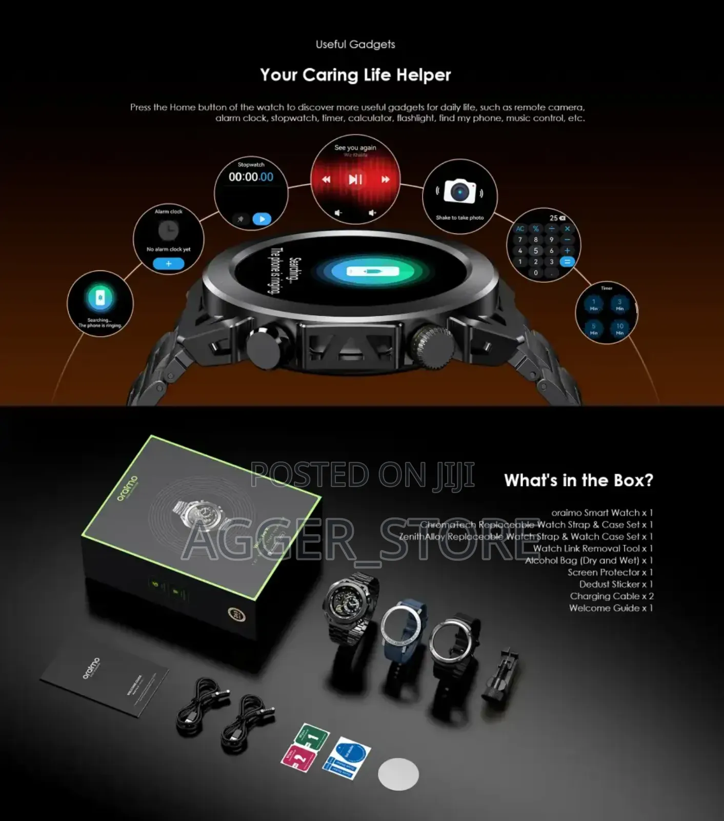 Oraimo Watch Pro X Amoled Ip68 With 2 Replaceable Watch Cases Straps