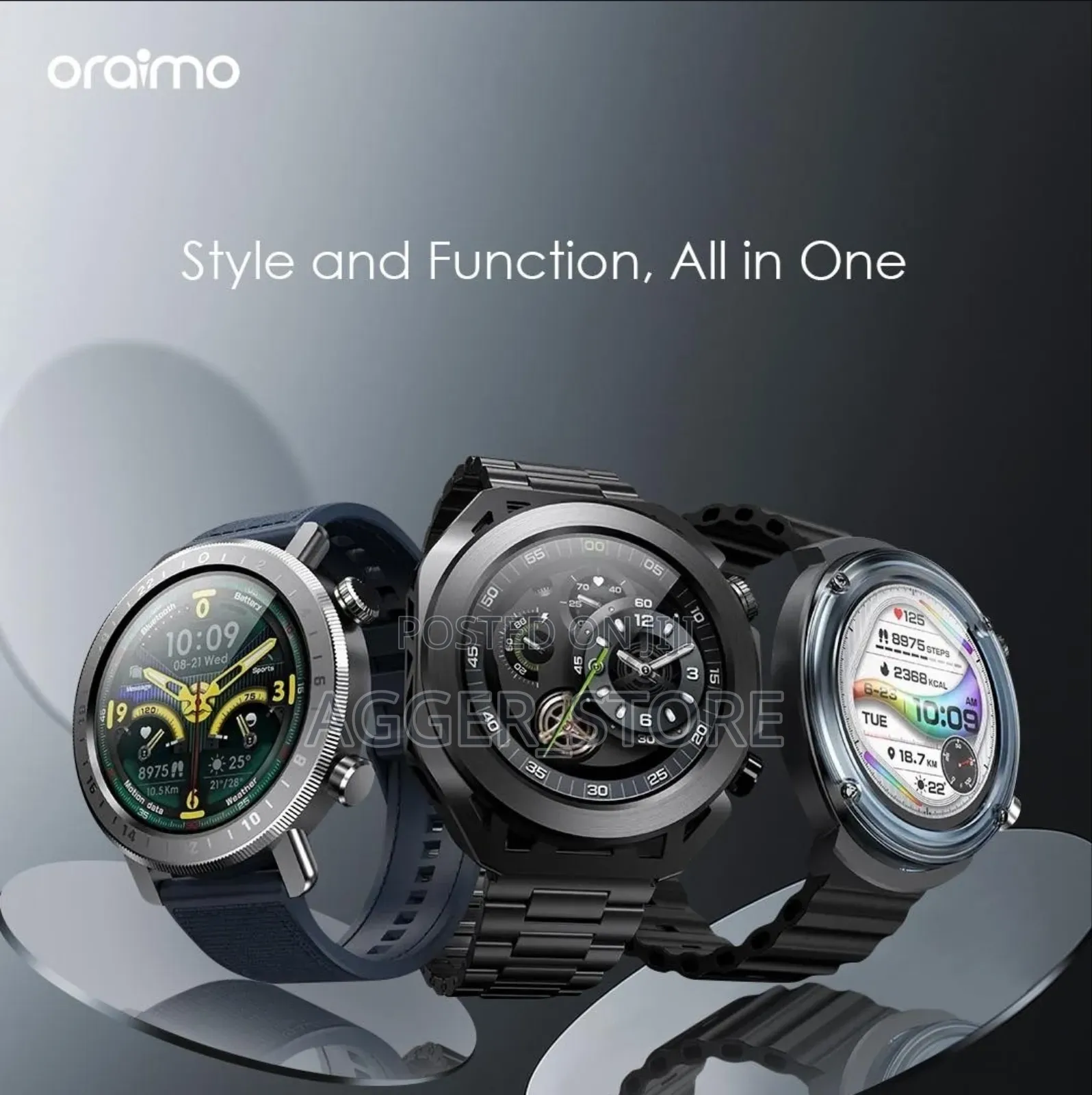 Oraimo Watch Pro X Amoled Ip68 With 2 Replaceable Watch Cases Straps