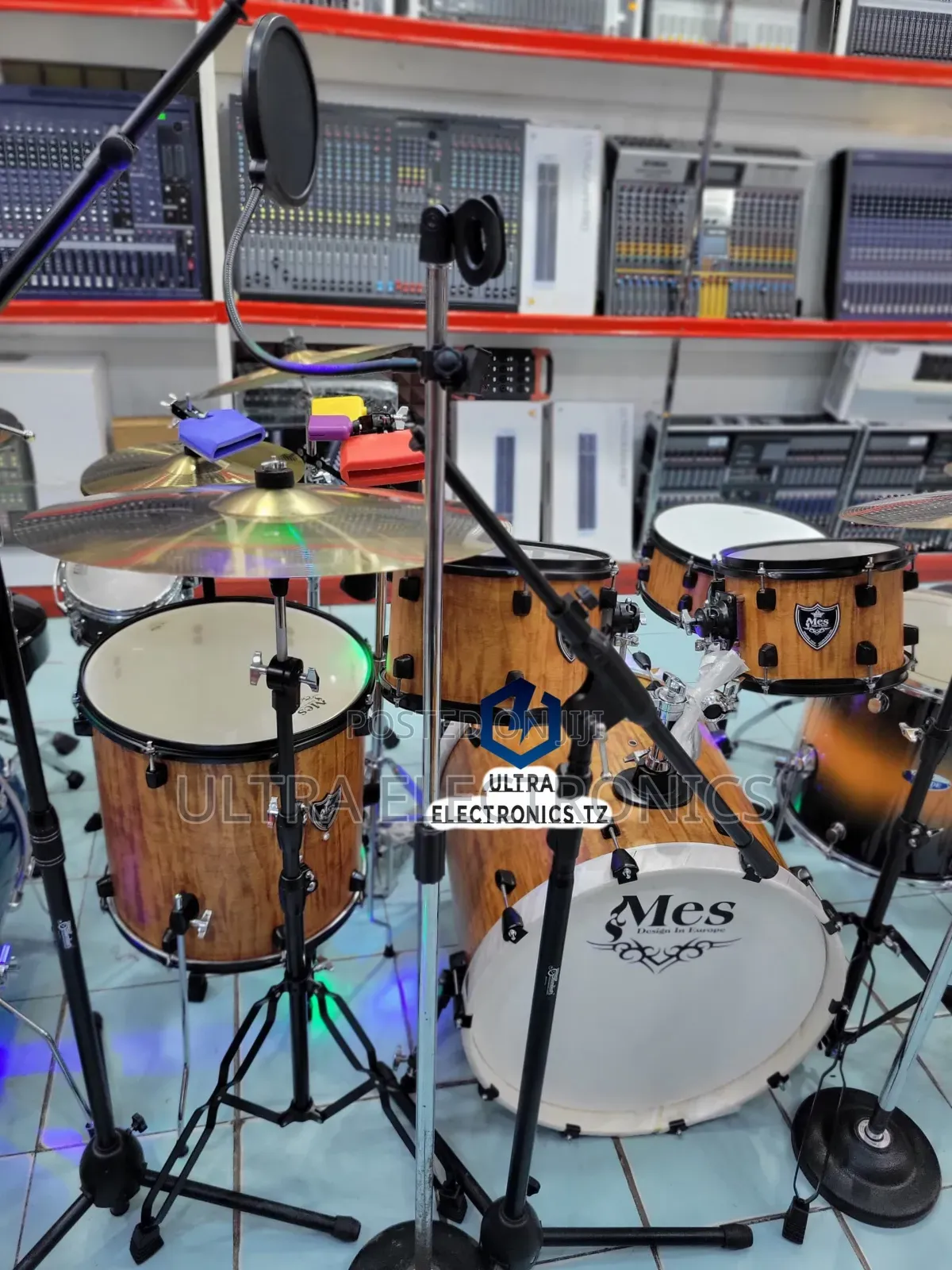 Original Mes Acoustic Drum Full Set 5 Piece Best Tones for Church Etc