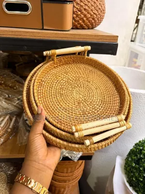 Hand-Woven Rattan Serving Tray Set