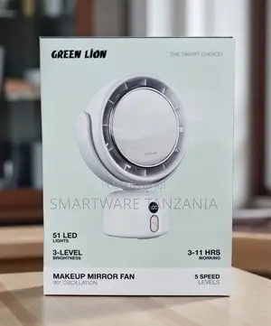 Green Lion Makeup Mirror Fan White 51 Led 5 Speed 90° Oscillation