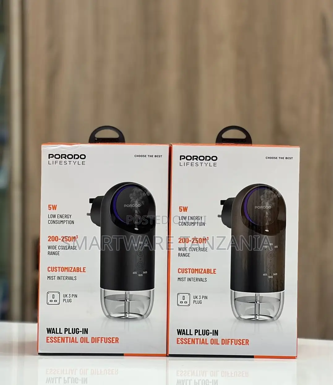 Porodo Wall Plug-in Essential Oil Diffuser 5w 200-250m3 Black Color