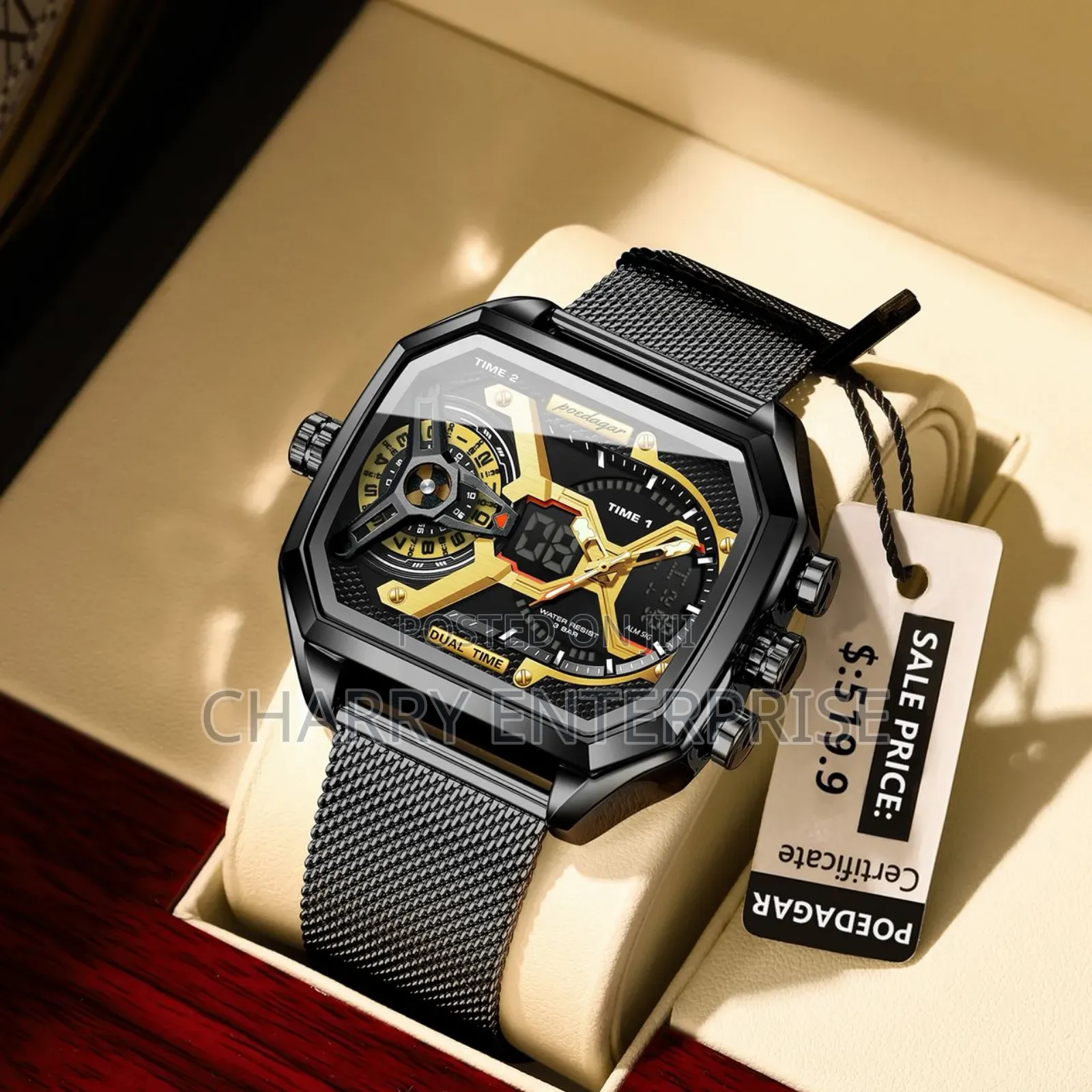 Luxury Poedagar Watch Full Box Water Resistant Shows Date and Days