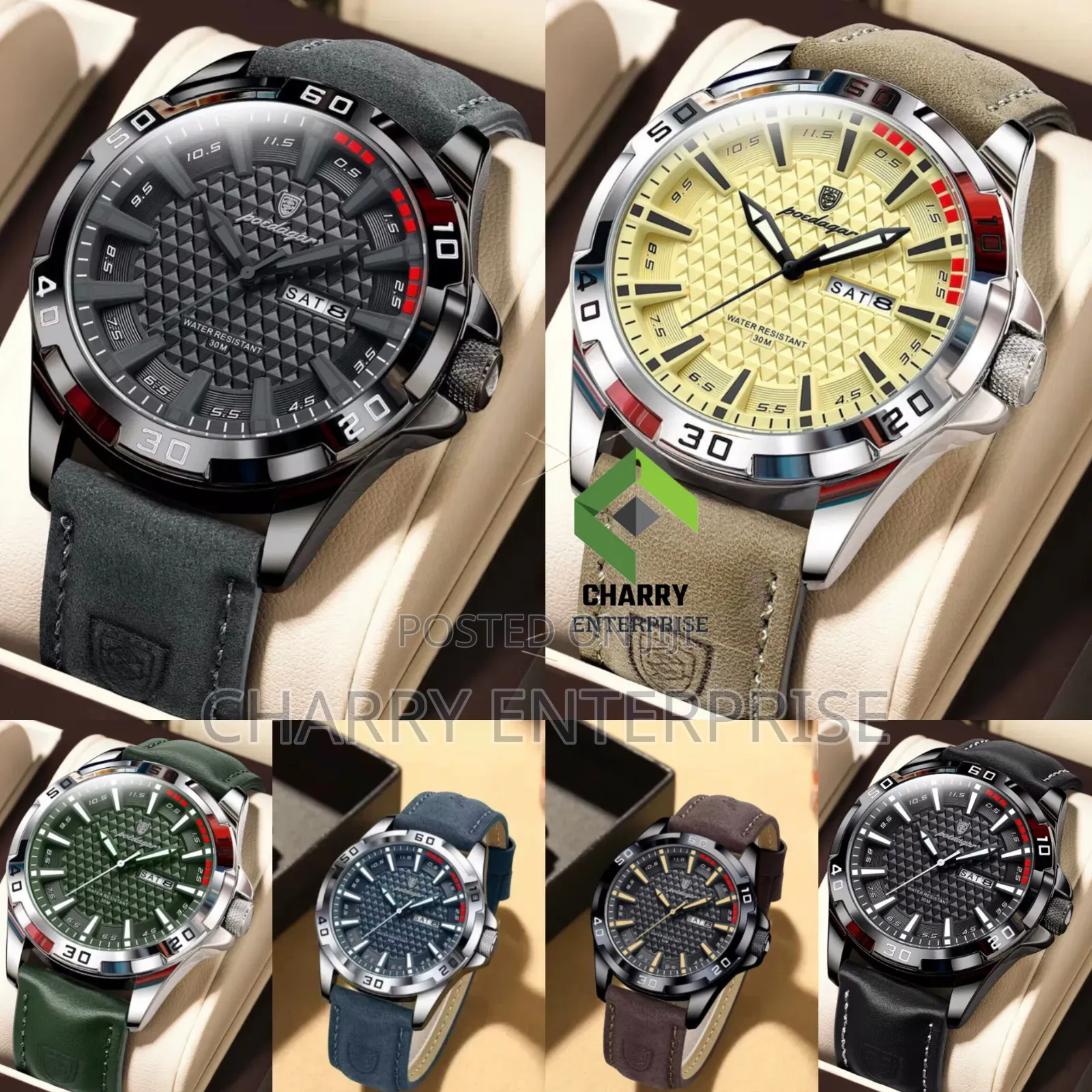 Poedagar Classic Watch Shows Days and Date Full Box Water Resistant