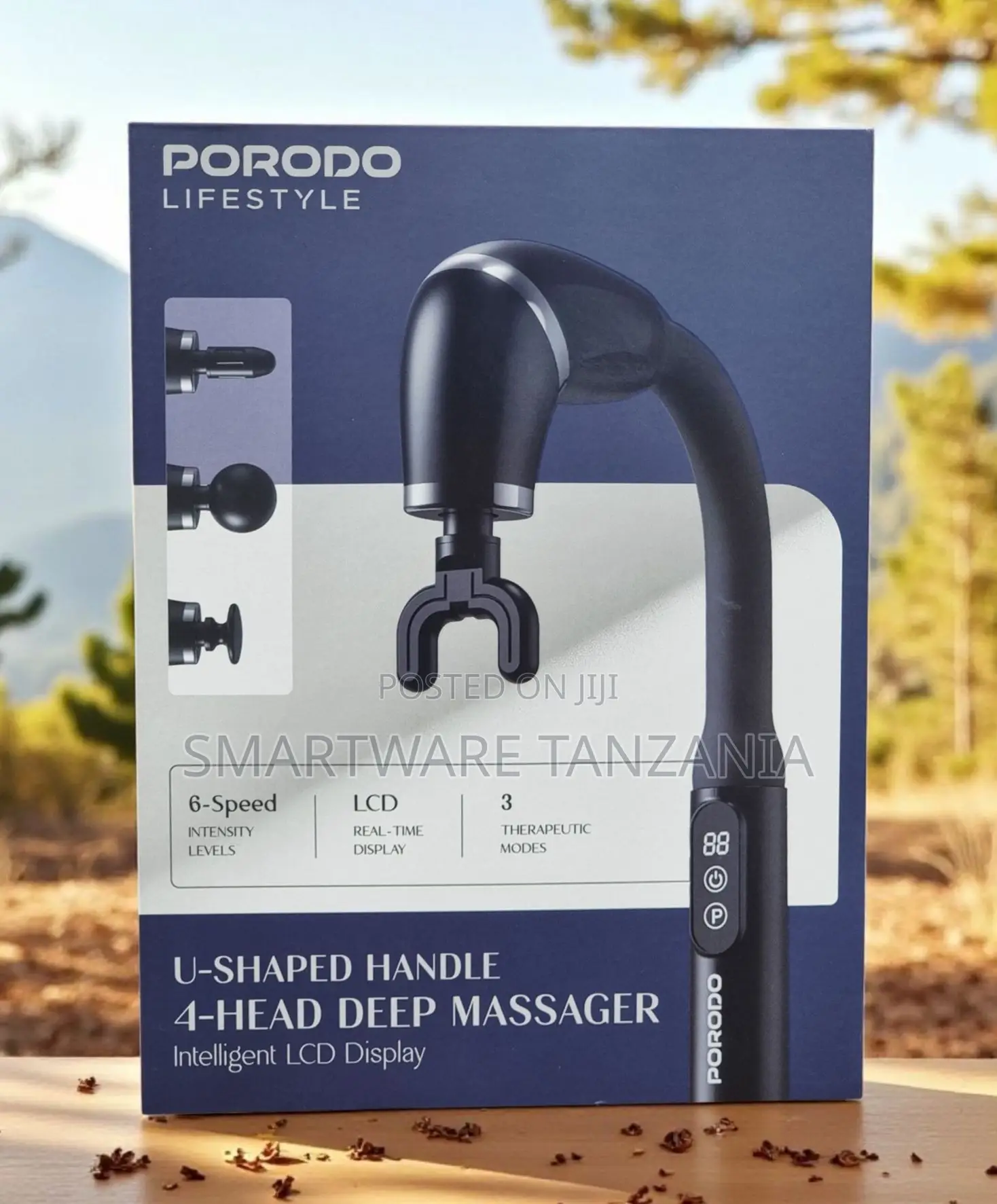 Porodo U-shaped 4-head Deep Massager 6-speed Lcd Display 3 Modes