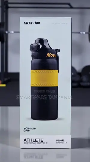 Green Lion Athlete Thermal Bottle 550ml Non-Slip Grip Black Yellow