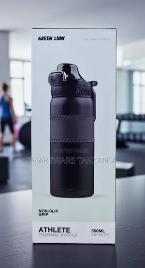 Green Lion Athlete Thermal Bottle 550ml All-black Non-slip Design