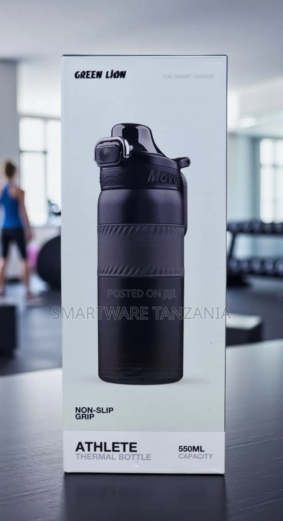 Green Lion Athlete Thermal Bottle 550ml All-black Non-slip Design