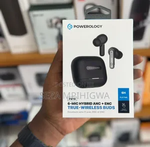 Powerology 6-Mic Hybrid Anc + Enc True-Wireless Buds