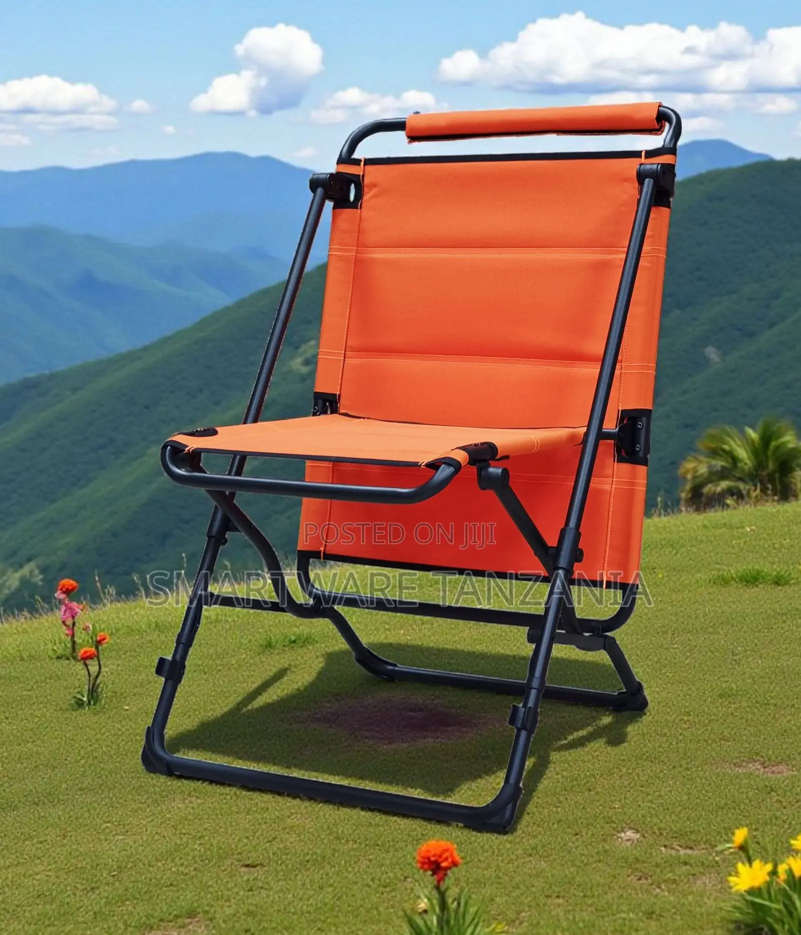 Outdoor Folding Beach Chair Lightweight Portable Camping Chair Orange