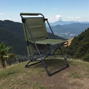 Outdoor Folding Camping Chair High Back Portable Steel Frame Green