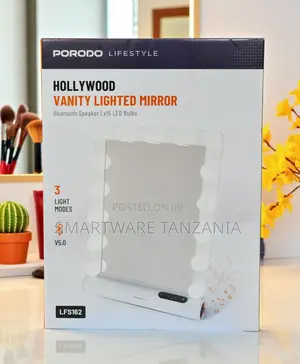 Porodo Hollywood Vanity Lighted Mirror 15 Led Bulbs Bluetooth 3 Modes