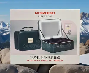 Porodo Travel Makeup Bag With Detachable Led Mirror 3 Light Modes