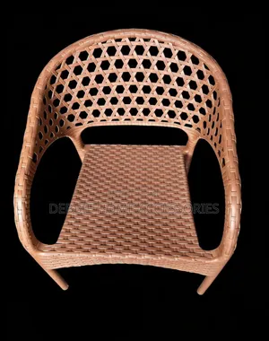 Black Armchair Woven Rattan-Style Design