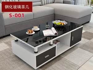 Black Tempered Glass Top High-Gloss Coffee Table