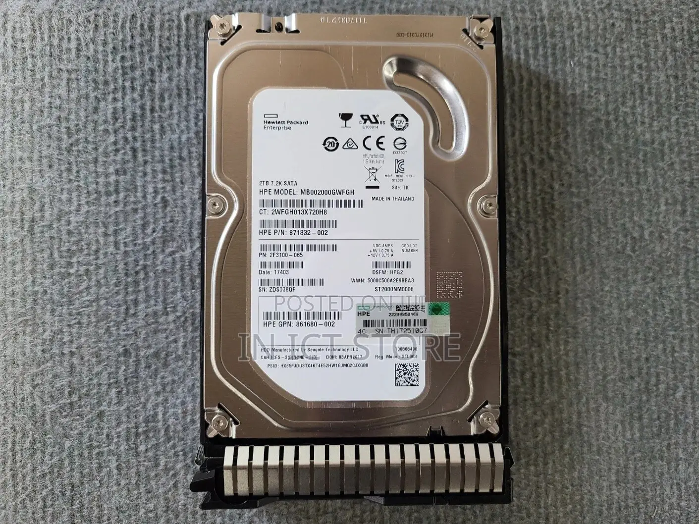 Hpe 2tb Sata Hdd, 6gbps/7.2k Rpm/Lff 3.5in