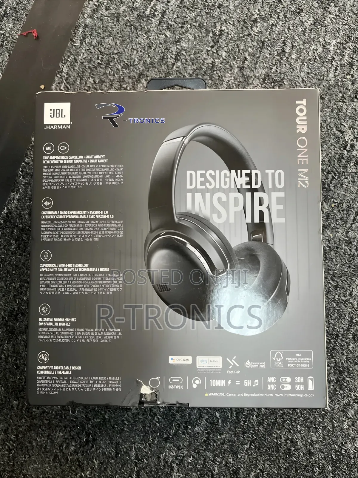 JBL Tour One M2 Wireless Over-Ear Headphones - Black